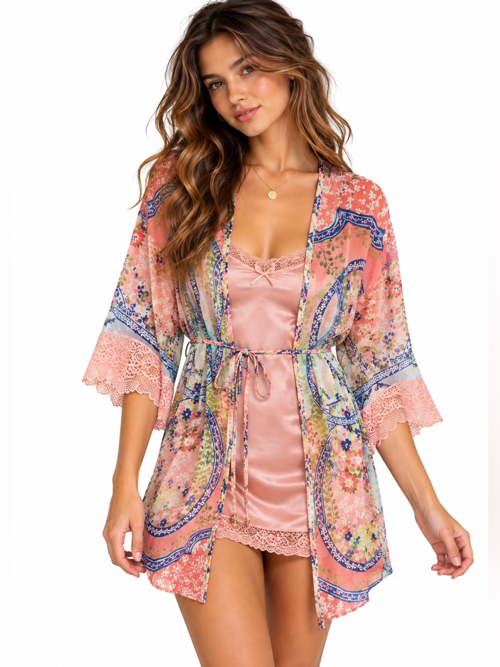 In bloom by jonquil, anthropologie sheer floral robe kimono, intimates, size Sm